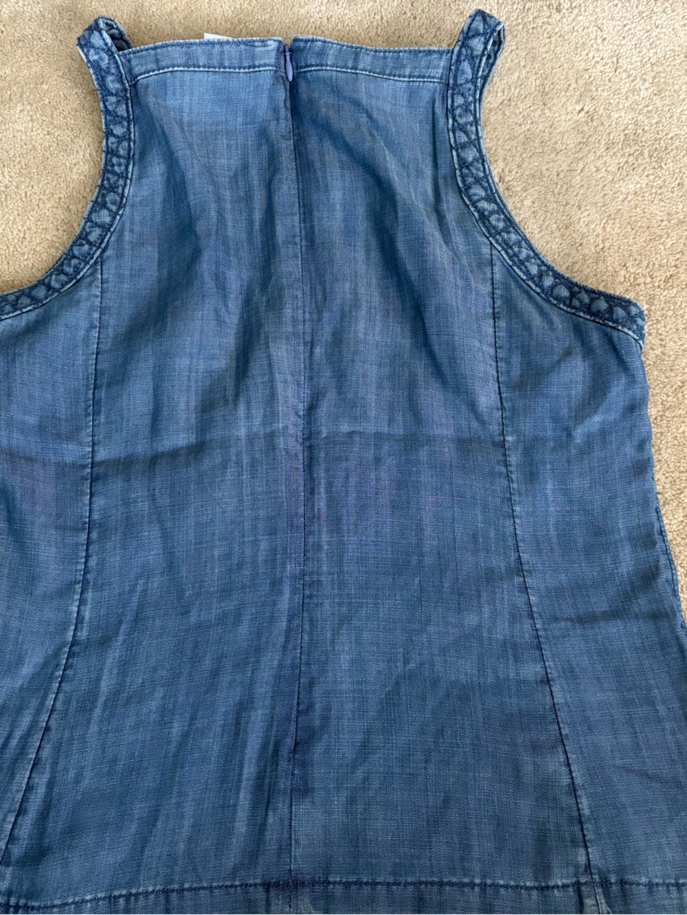 White House Black Market Denim-Look Sleeveless Top in Blue - Picture 2 of 5